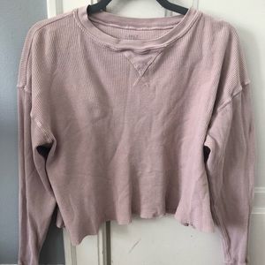 Pink cropped brandy Melville long sleeve